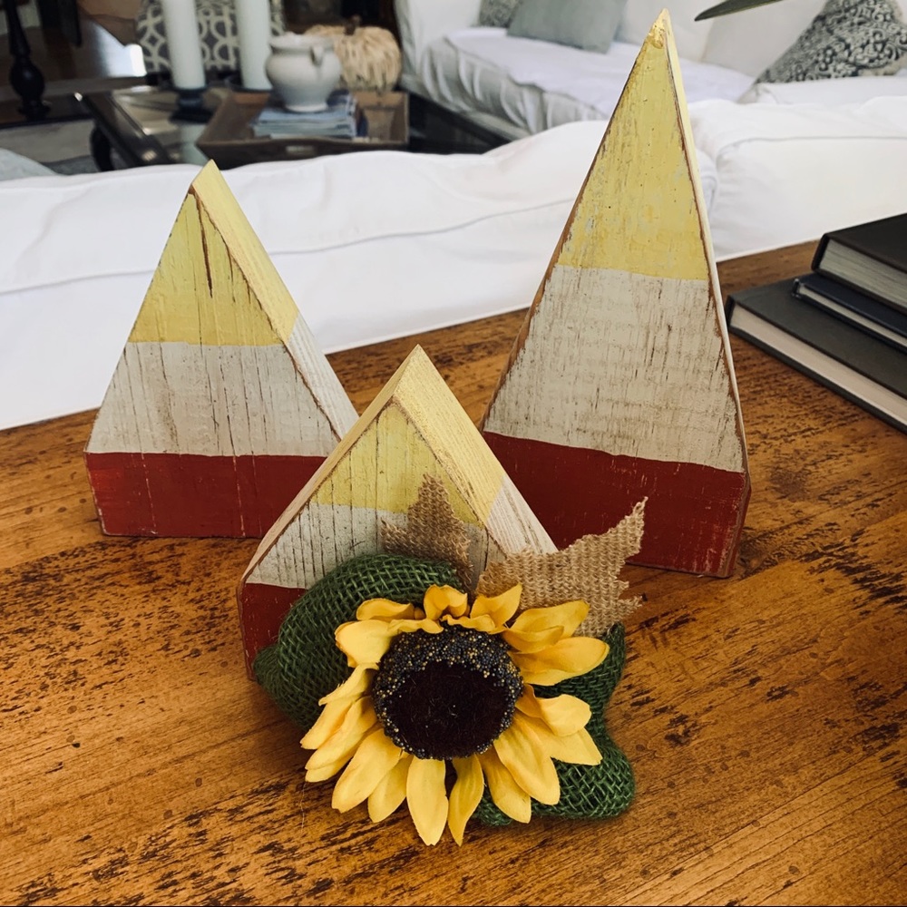 Fall Halloween Decor - Candy Corn wood blocks.